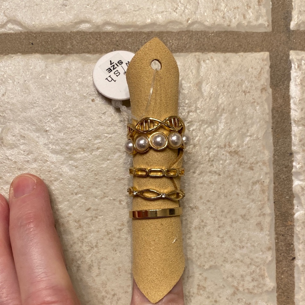 Wish Gold and Pearl Ring Set